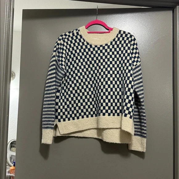 Madewell Navy and Cream Checkered Sweater - Picture 7 of 9
